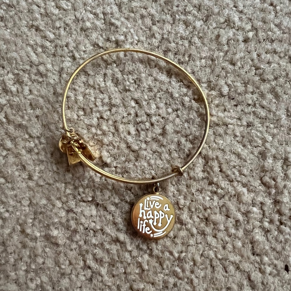 Gold Alex and Ani Live A Happy Life Bangle